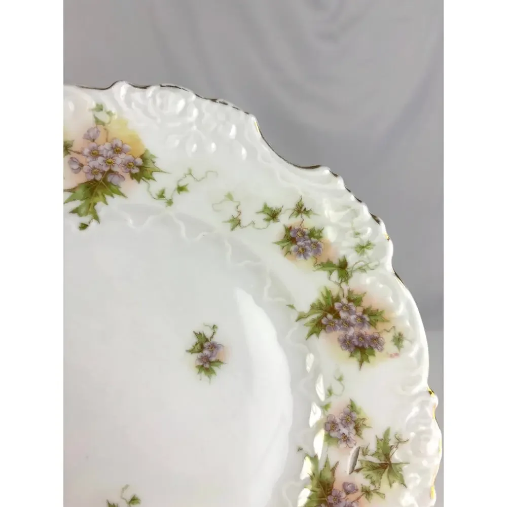 Vintage Porcelain Floral Plate Scalloped Edge‎ Hand Painted Style Cottage Decor